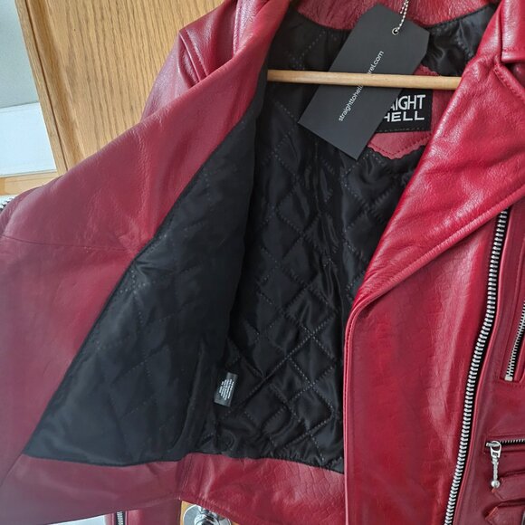 NWT Straight to Hell Defector Leather Jacket in Burgundy - S - Picture 11 of 14